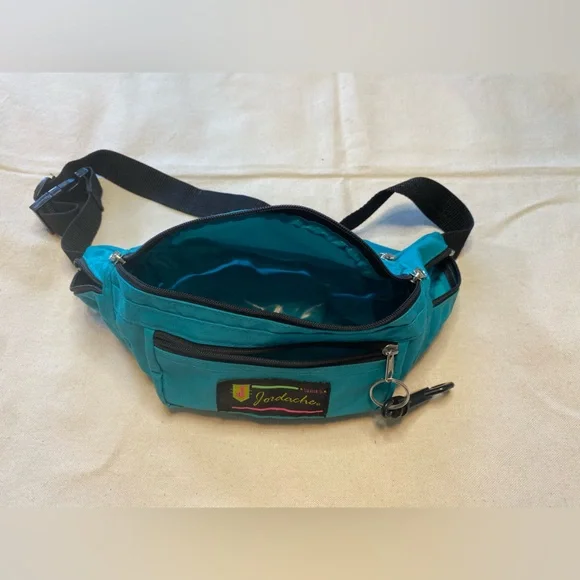 Vintage 80s 90s Jordache Branded Teal Belt Bag Fanny Pack OSFM Classic Street - Picture 6 of 7